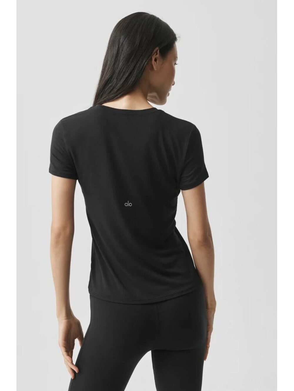 Alo Women's All Day Black Short Sleeve Athletic T-Shirt, Size XS-Small